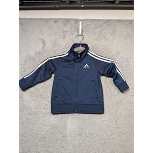 Adidas Boys Full Zip Track Logo Trefoil Three Stripes Jacket 18M Blue Preowned